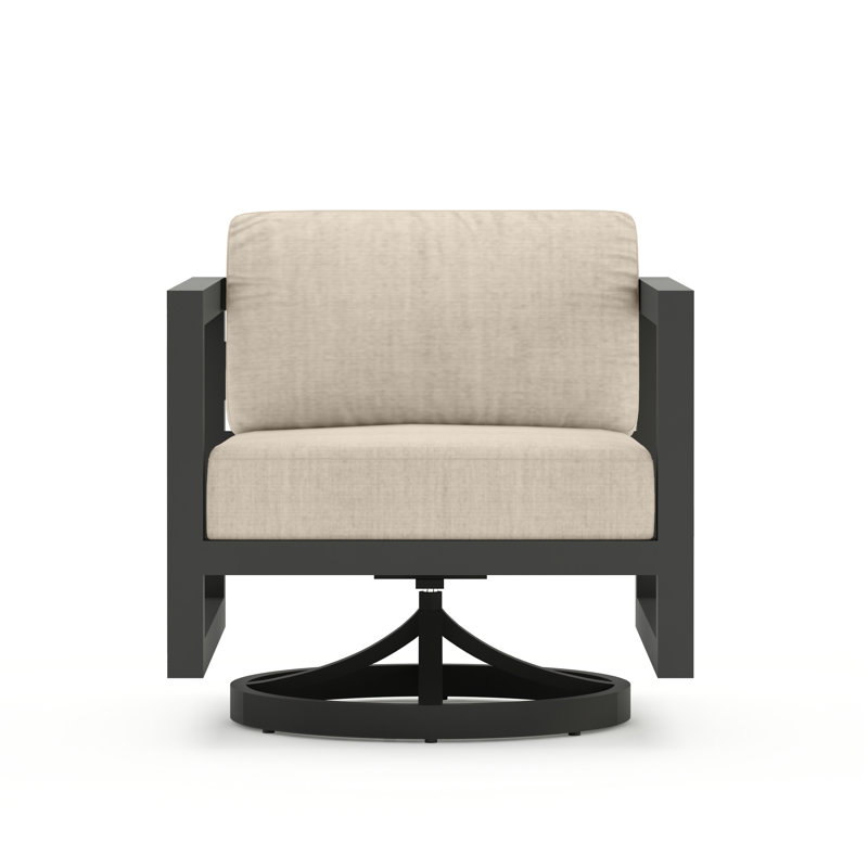 Avion 3 Piece Loveseat Set With Swivel, Slate, Canvas Flax Sunbrella® Canvas