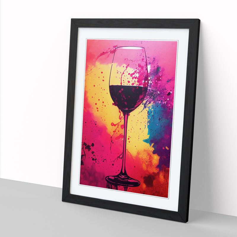 Wine Splatter Style 1 Piece Single Picture Frame Painting, 64cm H x 46cm W x 2cm D, Black