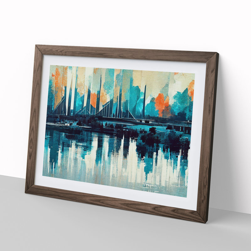 Abstract River Art Vol.3 - Framed Print, 34cm H x 46cm W x 2cm D, Walnut