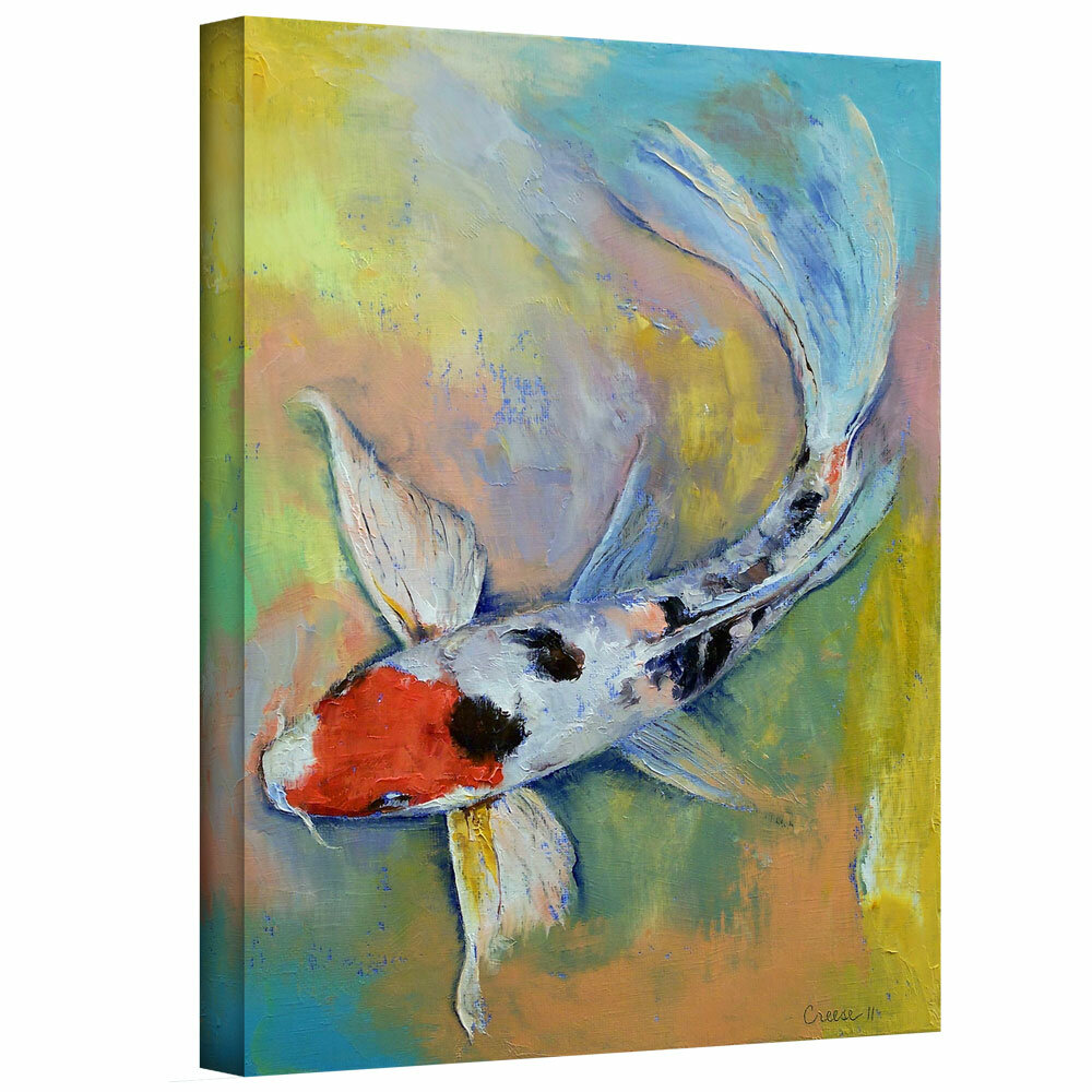 Showa Koi And Water Lily Canvas Art by Michael Creese