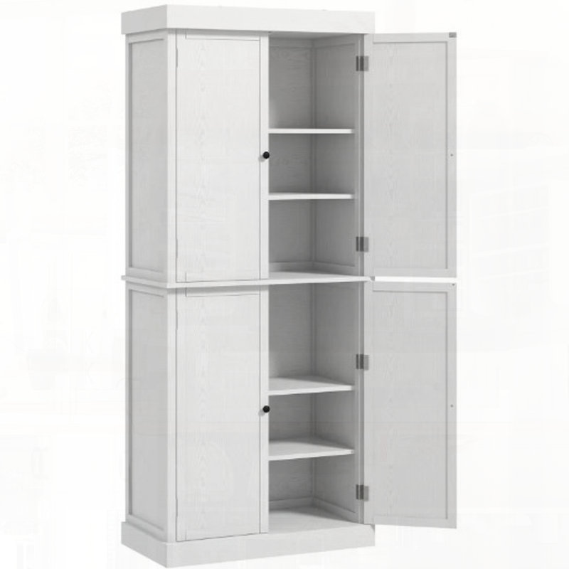 Garde-manger autoportant de style moderne avec portes et tablettes, Blanc
