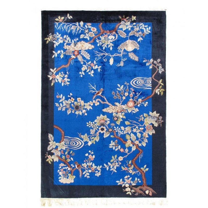 Floral Area Rug in Light Blue