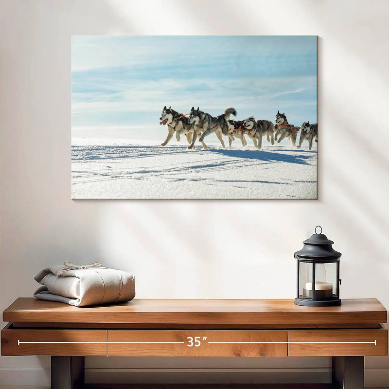 Brampt Winter Husky Sled Dogs, 16" H x 24" W