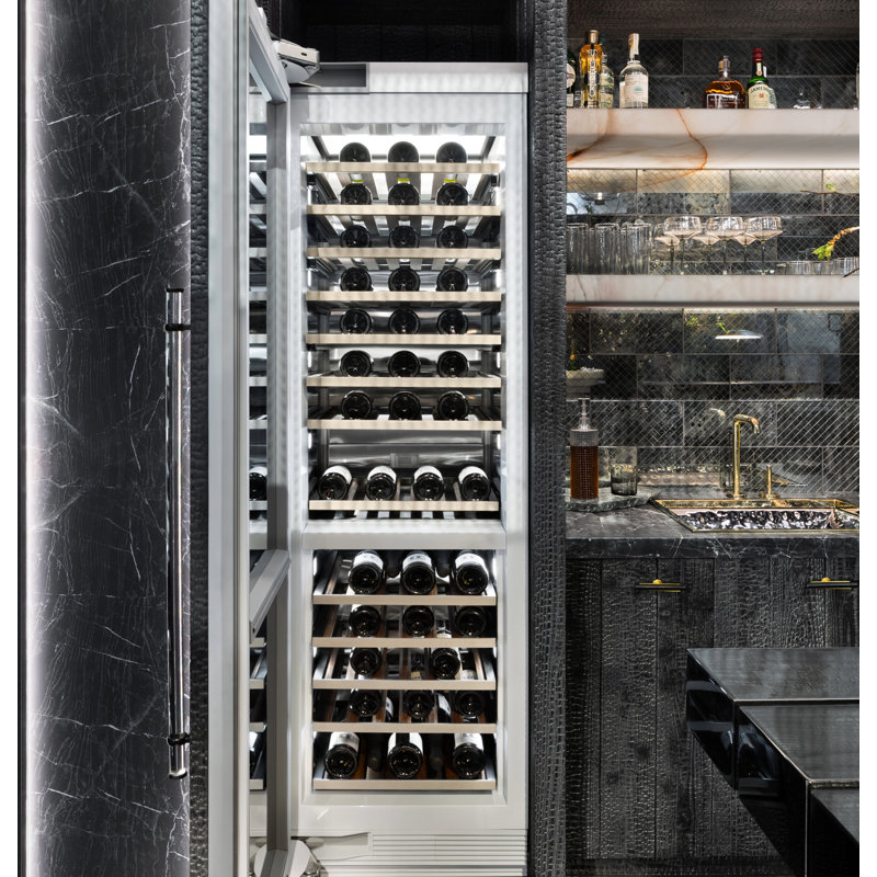 24" Panel-Ready Wine Column Refrigerator, 84" H Stainless Steel Panel, Right, Minimalist