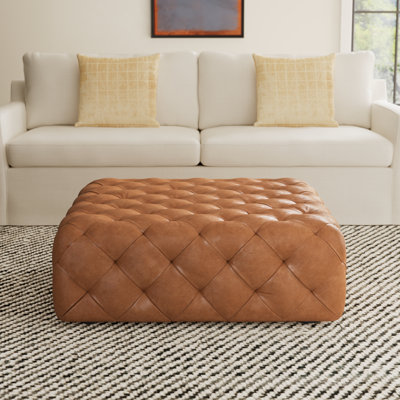Turin 40'' Wide Genuine Italian Leather Ottoman