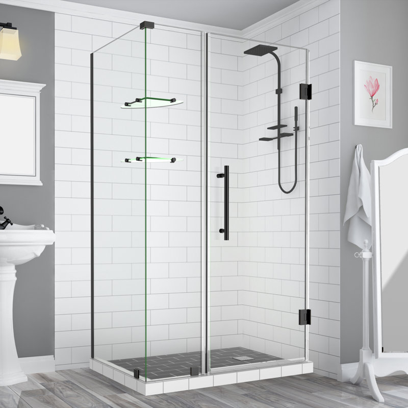 Bromley GS Frameless 42.25" x 72" Rectangle Hinged Shower Enclosure with Glass Shelves