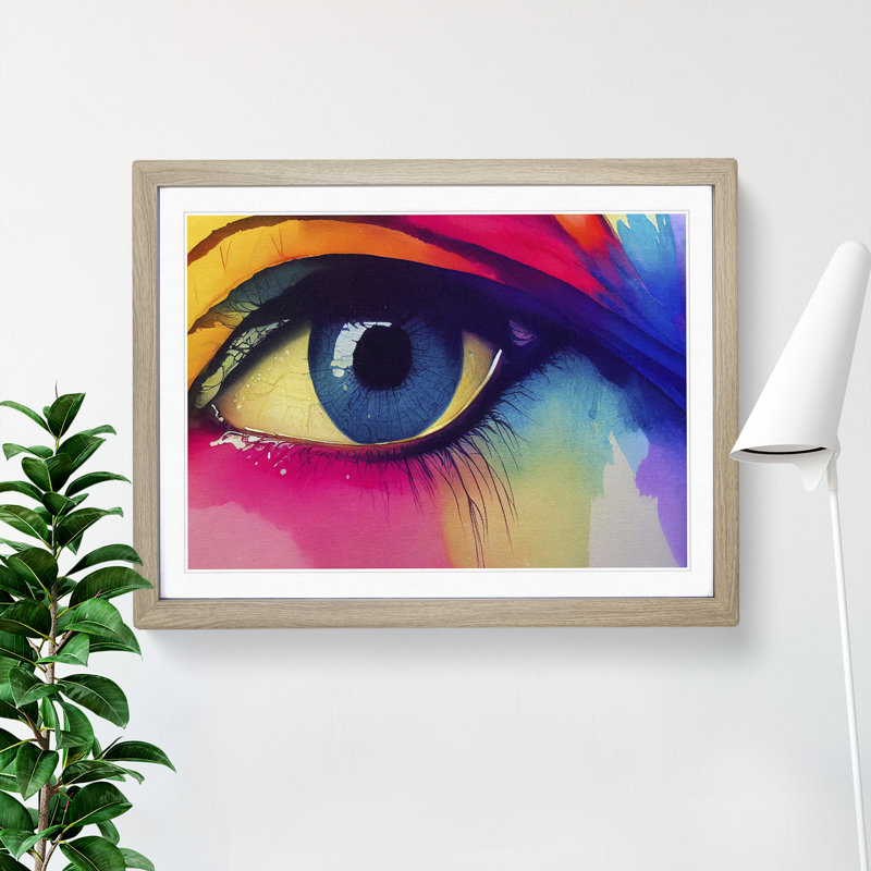Watercolour Human Eye Vol.1 - Single Picture Frame Print, 46cm H x 64cm W x 2cm D, Oak