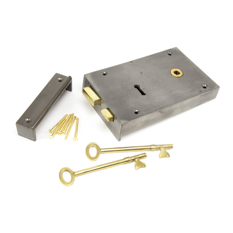 Rim Lock Iron, 11.2cm H x 18cm W x 3.7cm D