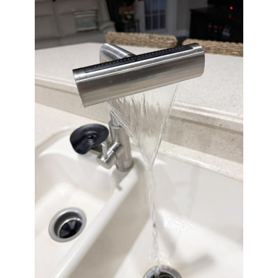 Robinet de cuisine avec douchette rétractable en verre 4 modes de jet