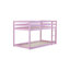 Lit mezzanine simple au-dessus d'un lit simple en bois massif et en bois d'hévéa massif avec échelle, plateforme supérieure et inférieure, avec lattes renforcées, rose-357865098-357865103