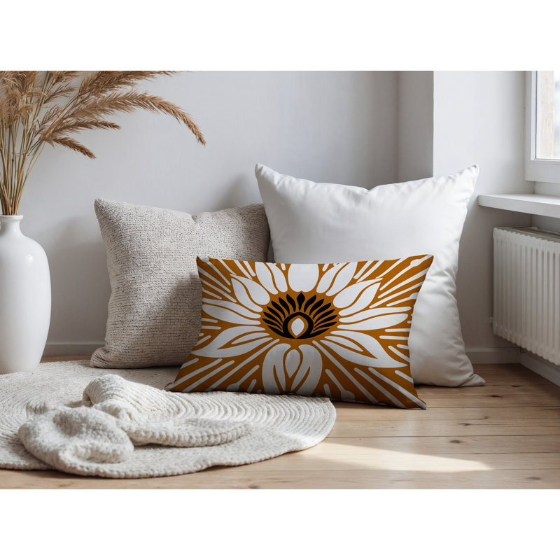 Oreiller rectangulaire réversible intérieur / extérieur Carla, Orange, Rectangle H 14 po x l 20 po