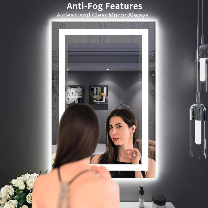 Frameless LED Bathroom Mirror,Smart Mirror, Vertical, 24'' x 36''