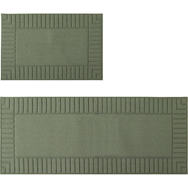 Kitchen Rugs,Set Of 2 60X89cm+60X152cm, Green