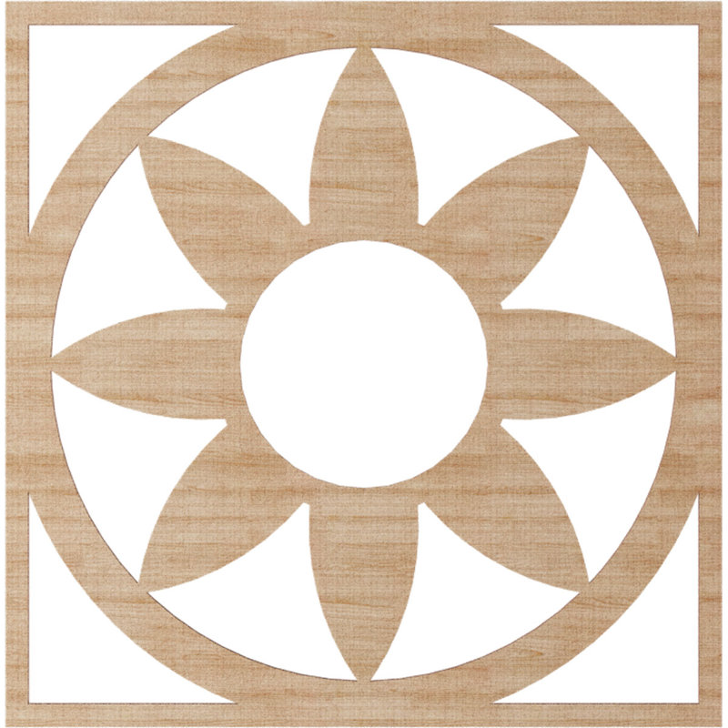 Médaillon de plafond en bois Blume, Aulne, H 30 po x l 30 po x P 0,38 po