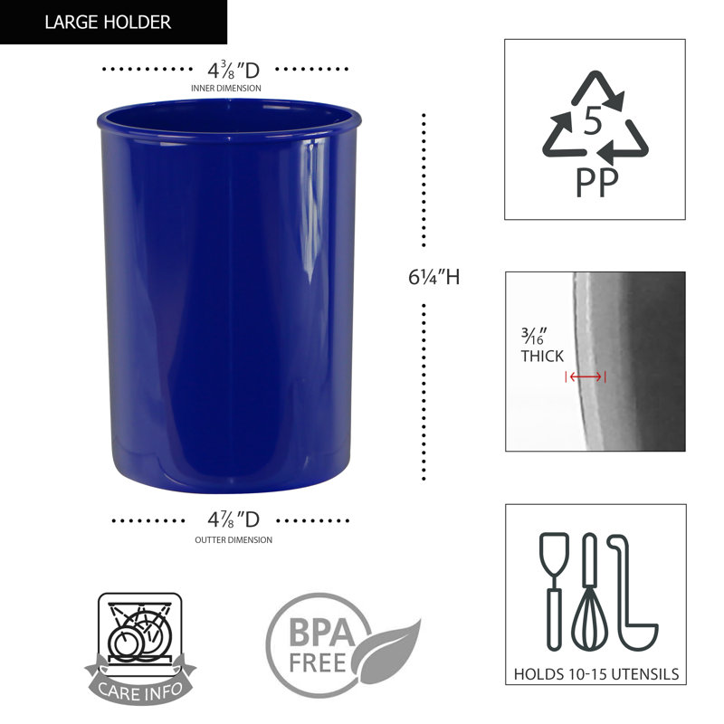 Plastic Utensil Crock, Indigo
