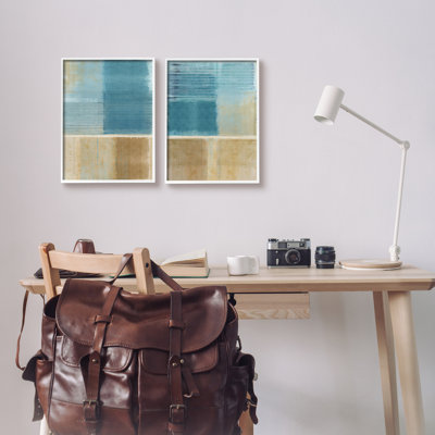 Brown & Blue Abstraction Framed On Wood 2 Pieces Print -  Stupell Industries, a2-633_wfr_2pc_11x14