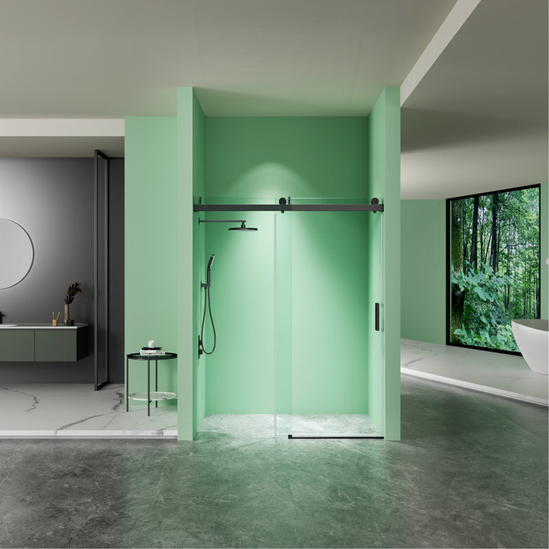 Porte de douche coulissante simple sans cadre à fermeture en douceur de 56 à 60 po x H 76 po