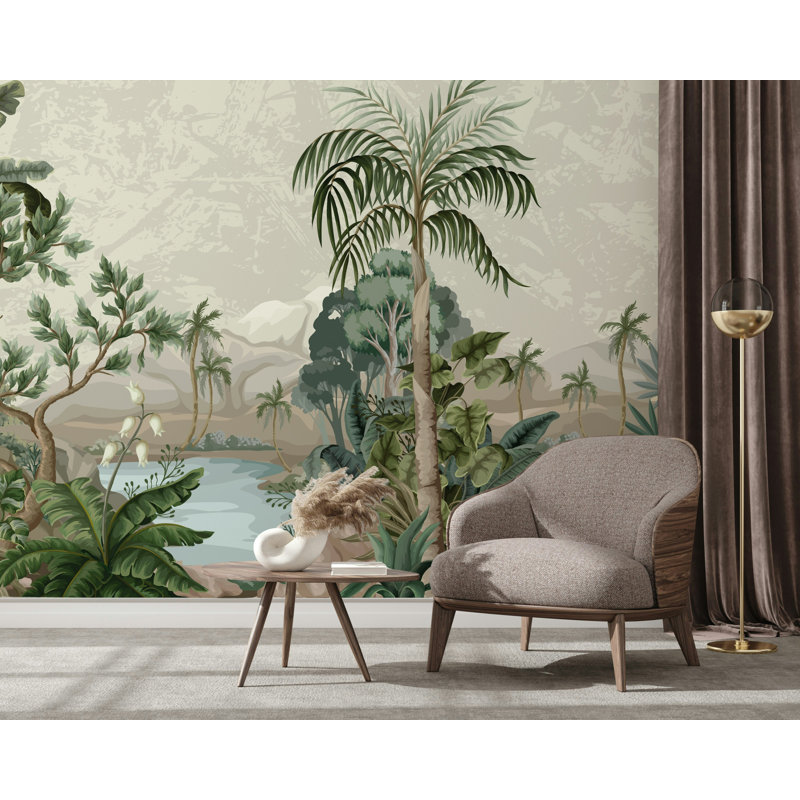 Papier peint palmier tropical, L 100 po x l 150 po