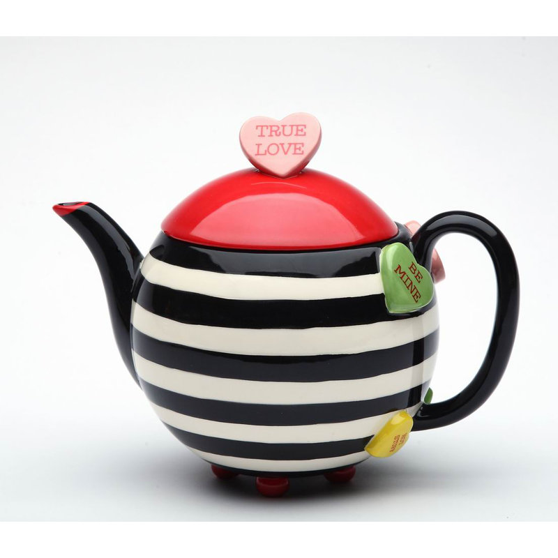 Ceramic Valentine Teapot 5 1/2"H