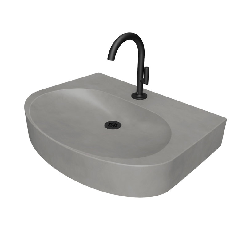 Lavabo moderne Ellipsa, Graphite, Noir mat, Robinets monotrou