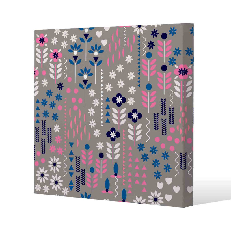 Selection of Flowers in Slim Style Canvas Print, 15mm Slim Real wood., 20 cm H x 20 cm W