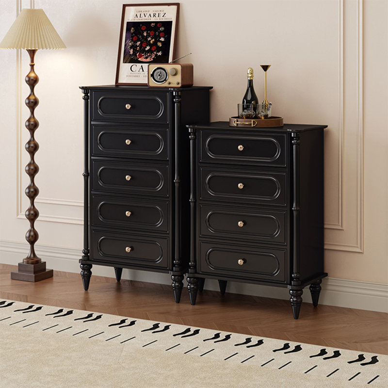 Black Solid + Manufactured Wood Accent Cabinet