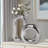 Halo 9" Ribbed Donut Ceramic Silver Vase-1331043251
