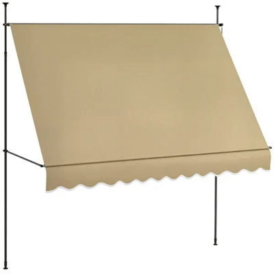 Auvent de patio rétractable manuel 10 x 4 pi, sans abat-jour de perçage, résistant aux rayons UV pour porche de porte de fenêtre