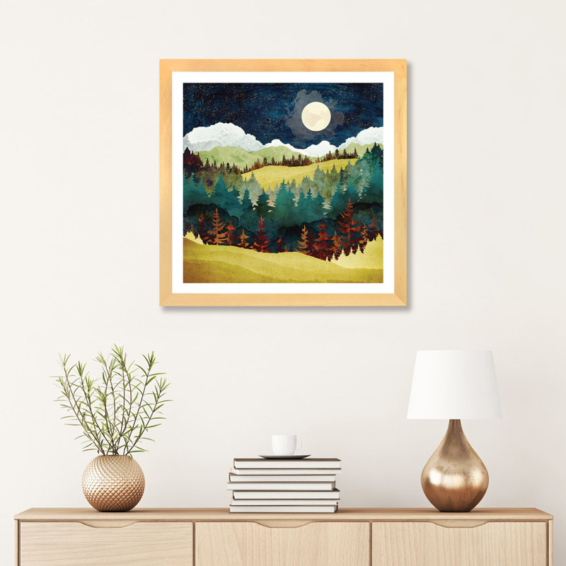 Lune d'automne - imprimé, H 24 po x l 24 po x p 1 po, Cadre papier naturel