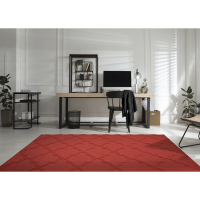 Tapis rouge touffeté à motif géométrique Nasturtium