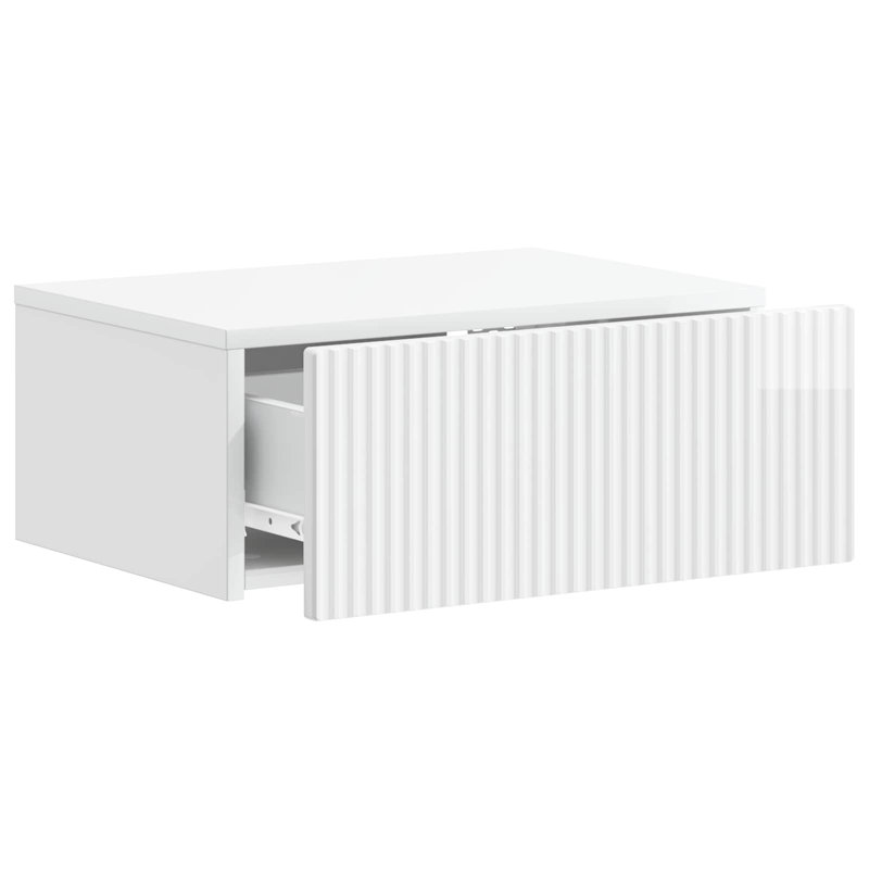 49cm W Manufactured Wood Bedside Table, High Gloss White