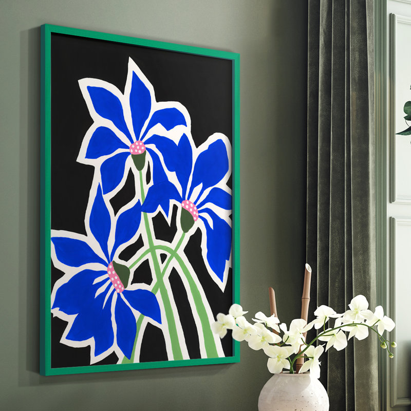 Pop Flowers IV, reproduction encadrée - bois massif, Vert, H 10 po x l 8 po