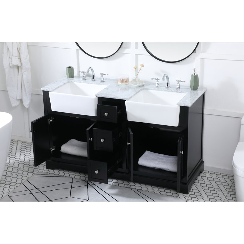 Ensemble de meuble-lavabo double 60 po Pardue, Noir