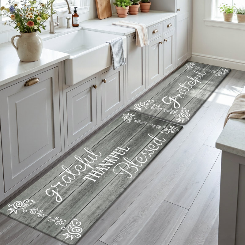 Anti-Fatigue Non-Skid Waterproof Kitchen Mat (Set of 2), Gray, Runner 20" x 31.5" + 20" x 59"