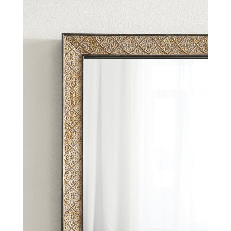 Rectangle Ornate Textured Bathroom Mirror, 24" H x 36" W