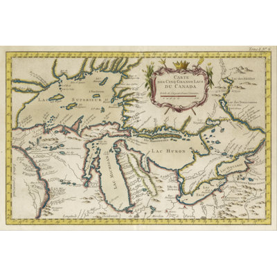 Map Of The Great Lakes - Wrapped Canvas Painting