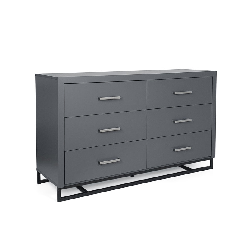 Commode 6 tiroirs avec cadre robuste pour la chambre à coucher