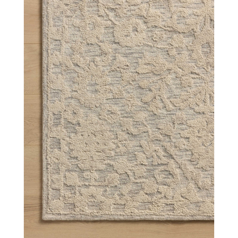 Charlton Home® Galit Mist / Ivory Area Rug, Square 1'6"