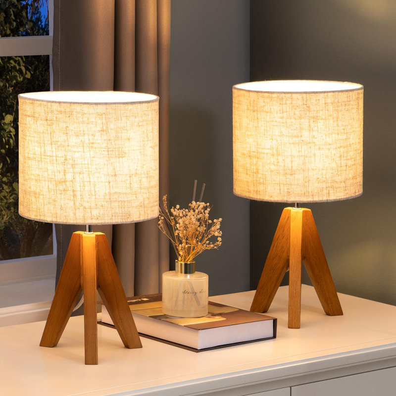 Lampe trépied en bois massif Cachezon, Marron clair