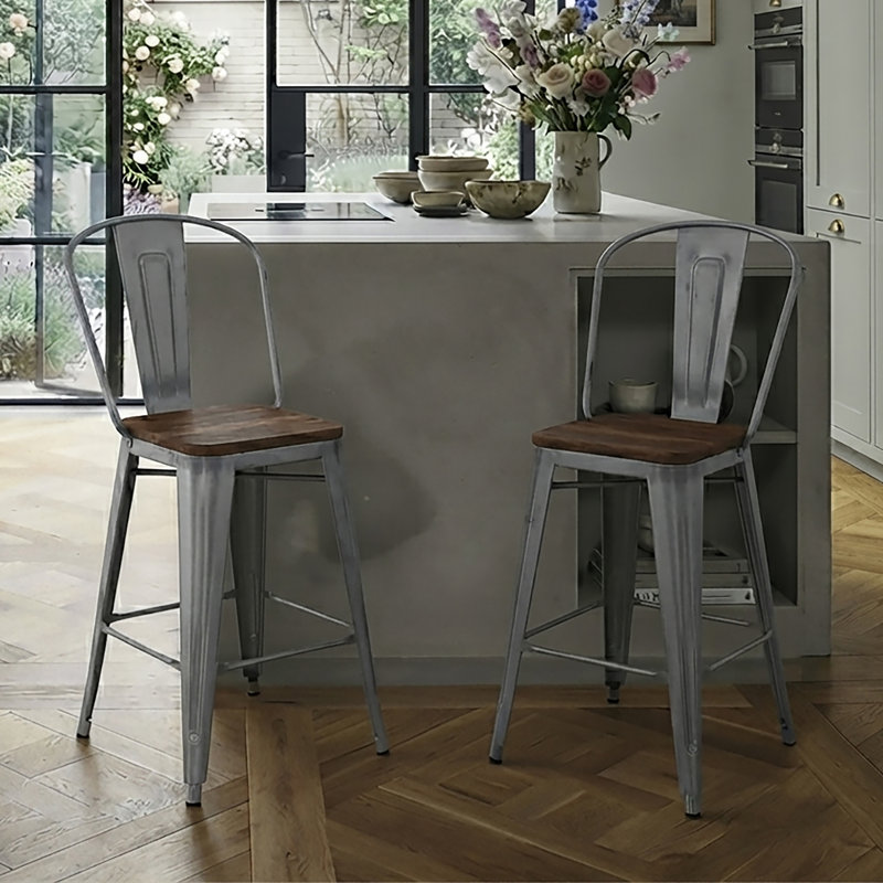 North Andover Bar Stool, Silver, Counter Stool (23.5” Seat Height)
