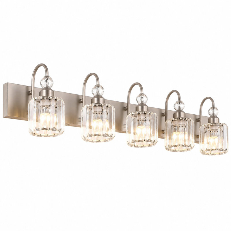 Crystal Bathroom Vanity Light Brushed Nickel Modern 5 Light