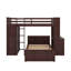 Lit mezzanine simple avec lit autonome, tablettes, bureau et garde-robe-407125829