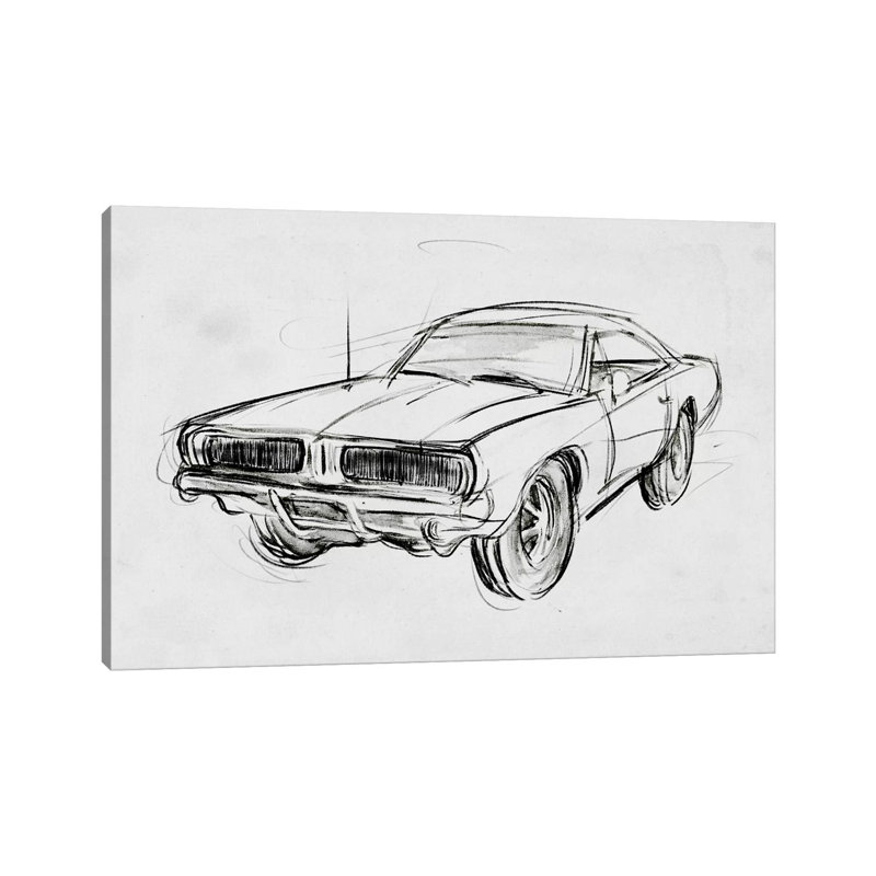 Classic Car Sketch IV by Annie Warren - Wrapped Canvas Print, 101.6 cm H x 66.04 cm W x 3.175 cm D