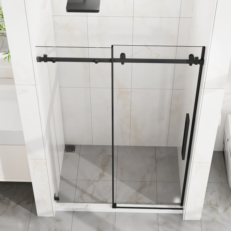 44" - 48" Adjustable Width, 72" H Shower Door, 6mm Tempered Clear Glass, Waterproof Seal, Modern Bathroom Decor Width Sliding Design For