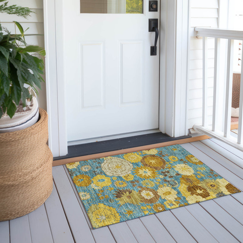 Machine Washable Indoor/Outdoor Emelia ACN2294 Floral Rug, Rectangle 1'8" x 2'6"