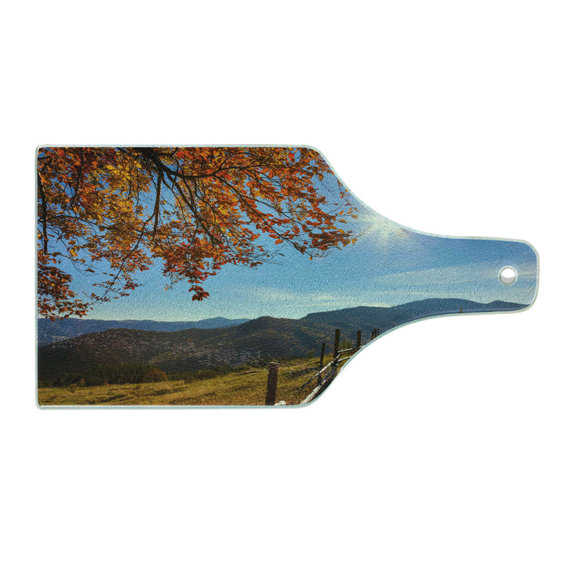 Multicolore planche à découper en verre trempé Ambesonne Fallen Leaves and Hills