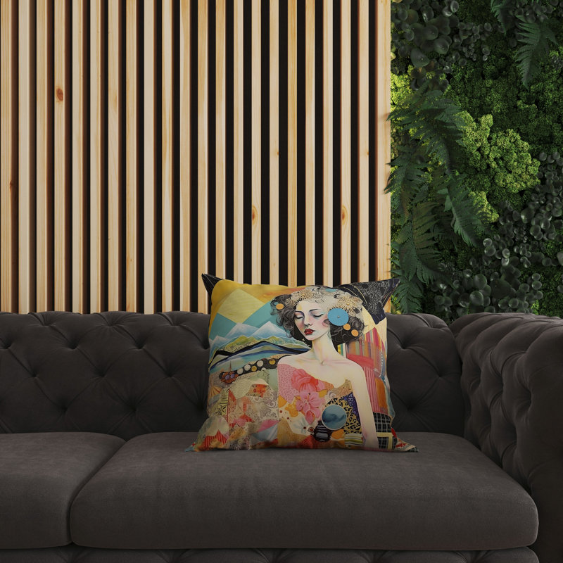 Coussin géométrique réversible, H 18 po x l 18 po