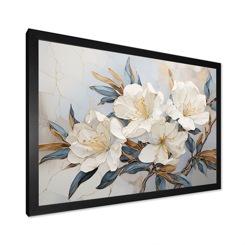Minimalisme discret Rhododendron I, H 12 po x l 20 po x P 1 po, Cadre simple noir