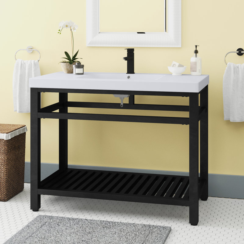 Raya 42'' Single Bathroom Vanity with Resin Top, Black