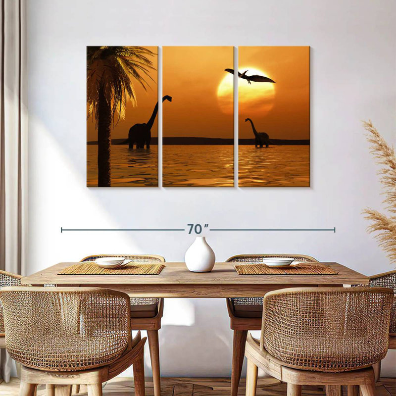 Coucher de soleil sur les dinosaures de Gillard Beach, H 36 po x l 57 po